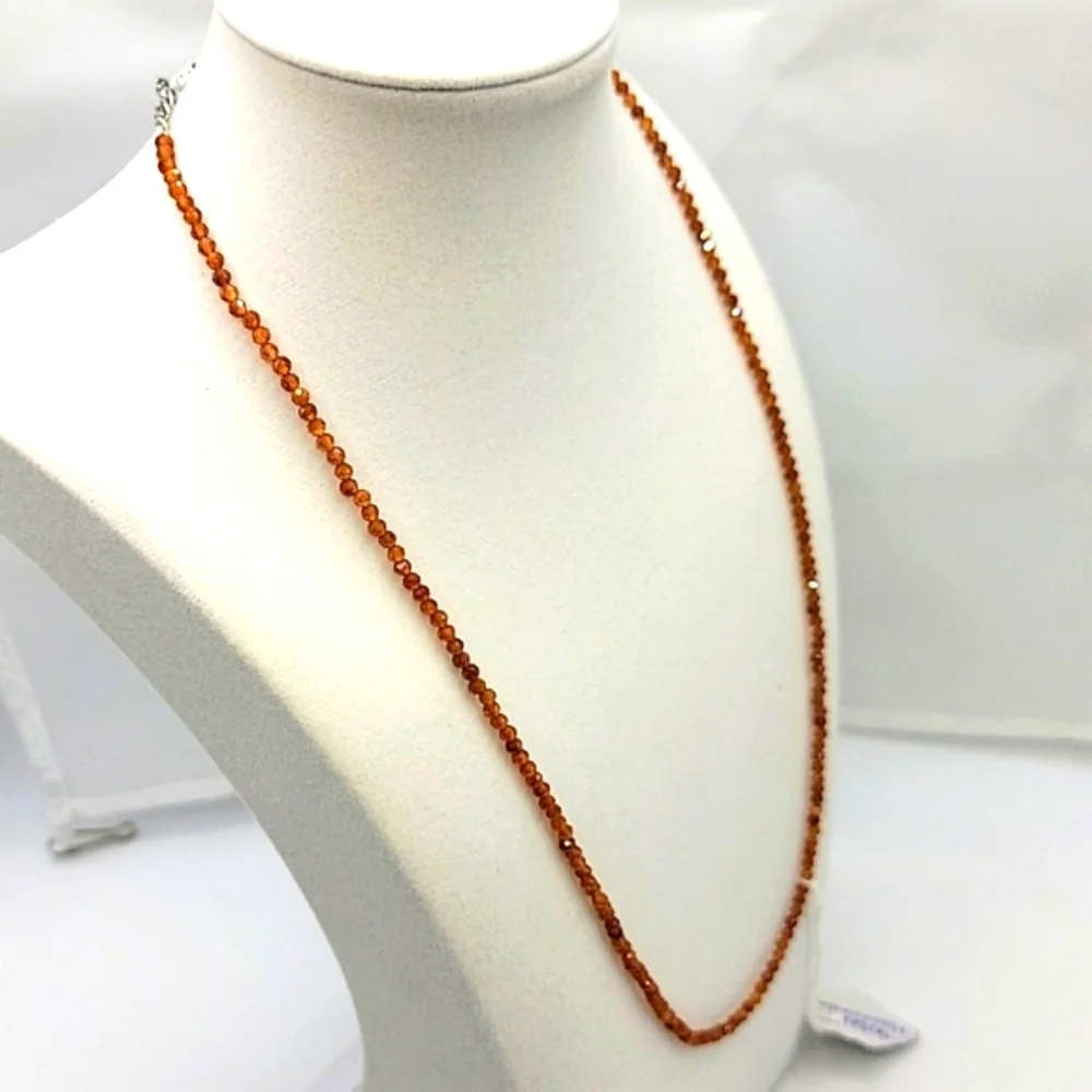 Natural Hessonite Garnet 49 Cts Round Faceted Gemstone Beaded 20